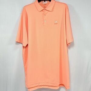 Peter Millar Crown Sport Orange White Stripe Polo Golf Shirt XL